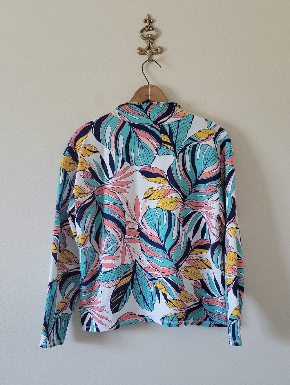 T by Talbots Leaf Print 1/4 Zip Pullover Size Large - Picture 4 of 6